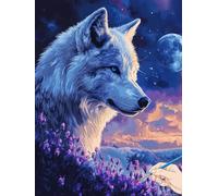 Paint by Numbers for Adults Wolf Paint by Numbers Animals for Children Beginners, DIY Acrylic Canvas Paintings Kits Hobbies for Adults Women for Halloween Decorations Gifts for Women 50x70cm I-73
