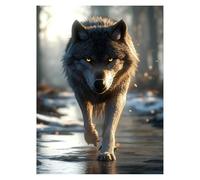 Paint by Numbers for Adults, Wolf Painting by Numbers Canvas for Children Wall Art Supplies 16 x 12 In, DIY Animal Colorful Canvas Painting Adult Crafts for Room Decor, Gifts for Women LSJ-3117