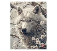 Paint by Numbers for Adults, Wolf Painting by Numbers Canvas for Children Wall Art Supplies 16 x 12 In, DIY Animal Colorful Canvas Painting Adult Crafts for Room Decor and Gifts for Women LSJ2444