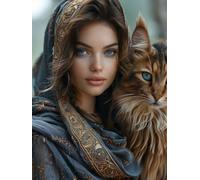 Paint by Numbers for Adults Woman, Cat Paint by Numbers Kits, DIY Color Oil Painting Adult Crafts, Painting Kits with Brushes and Acrylic, for Home Wall Decor, Gifts for Women, 24x36in T-5698