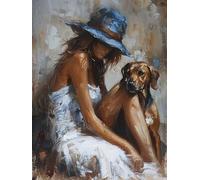 Paint by Numbers for Adults Woman, Dog Paint by Numbers Kits, DIY Color Oil Painting Adult Crafts, Painting Kits with Brushes and Acrylic, for Home Wall Decor, Gifts for Women, 40x54in H-6843