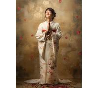 Paint by Numbers for Adults Woman, Japan Paint by Numbers Kits, DIY Color Oil Painting Adult Crafts, Painting Kits with Brushes and Acrylic, for Home Wall Decor, Gifts for Women, 12x16in X-9765