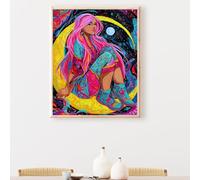 Paint by Numbers for Adults, Woman Moon Painting by Number Kits On Canvas, Adults Beginners DIY Acrylic Oil Craft Art Painting Kits with Brushes for Home Wall Decor 12x16 Inch PjY3430 O-X