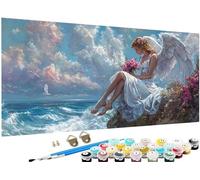 Paint by Numbers for Adults Woman Paint by Numbers Angel DIY Color Canvas Oil Paintings Creative Hobbies for Adults Kits with Brushes Acrylic Paint Home Decor,Gifts Women, 10x20 Inch No Frame J3-505