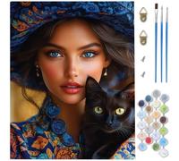 Paint by Numbers for Adults, Woman Paint by Numbers, DIY Cat Canvas Oil Painting Kit for Kids or Beginner with 3 Brushes Acrylic Pigment for Room Decor Gifts for Women, Without Frame 70x100cm D1-187