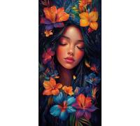 Paint by Numbers for Adults Woman Paint by Numbers Flower DIY Canvas Oil Painting Kit for Kids or Beginner with Paint Brushes Acrylic Pigment for Home Room Decor 16x32in/40x80CM Without Frame F1-713