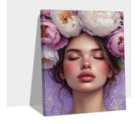 Paint by Numbers for Adults Woman, Paint by Numbers Peony DIY Kits for Adults Beginners, Color Canvas Oil Painting with 3 Brushes and Acrylic Set, Home Wall Decor Art Crafts Women Hobby 16x20in Y#B302