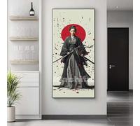 Paint by Numbers for Adults Woman Paint by Numbers Samurai, Canvas Painting by Numbers for Adults Beginners, DIY Acrylic Oil Painting Kits Crafts for Home Wall Decor 25x50 cm/10x20 Inch, No Frame