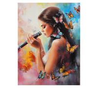 Paint by Numbers for Adults, Woman Painting by Numbers Butterfly 12 x 16In, DIY Hobbies for Adults Women, Painting on Canvas Using Acrylic Paint and Brushes, Wall Art Set for Room Decor LSJ1415