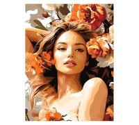Paint by Numbers for Adults, Woman Painting by Numbers Canvas for Children Wall Art Supplies 16x12Inch, DIY Flower Colorful Canvas Painting Adult Crafts for Room Decor, Gifts for Women LSJ-0961