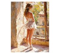 Paint by Numbers for Adults, Woman Painting by Numbers Canvas for Children Wall Art Supplies 38 x 28in, DIY Windowsill Colorful Canvas Painting Adult Crafts for Room Decor and Gifts for Women LSJ530