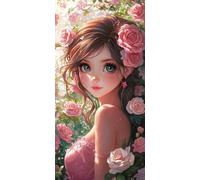 Paint by Numbers for Adults, Woman Rose Large Painting by Numbers for Adults Children, Acrylic Pigment On Symbols Colored Canvas, Craft Kits Perfect Gifts, Home Wall Decor (Frameless, 32x64in) O-540