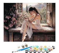 Paint by Numbers for Adults Woman, Window Painting by Number Kits, DIY Canvas Oil Painting Kit Hobbies for Adults Women with 3 Brushes and Acrylic for Room Decor 12x16Inch/30x40cm Without Frame L8-524
