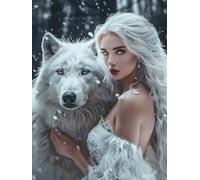 Paint by Numbers for Adults Woman, Wolf Paint by Numbers Kits, DIY Color Oil Painting Adult Crafts, Painting Kits with Brushes and Acrylic, for Home Wall Decor, Gifts for Women, 24x36in 6-8374