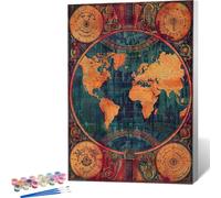 Paint by Numbers for Adults, World Map Map Adult Paint by Number, Paint By Numbers For Children Paint by Numbers for Adults Kids and Beginner, 12x16in/30x40cm Oil Painting Kits Gift for Kids 7-1