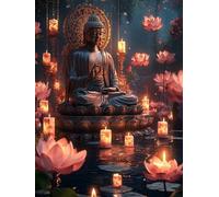Paint by Numbers for Adults Zen, DIY Painting by Number Kits for Kid&Beginner, Candles Colorful Oil Painting Canvas Kit, Great for Fall Festival Gifts Home Wall Decoration 90x120cm, with Frame A-80