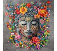Paint by Numbers for Adults Zen Paint by Numbers Flower Canvas Art Paintings for Beginners, DIY Color Oil Painting Kits with Acrylic Pigment and 3 Brushes, Wall Art Decor for Bdroom Home, 40X40CM