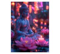 Paint by Numbers for Adults, Zen Painting by Numbers Flower 12x16 in, DIY Hobbies for Adults Women, Painting on Canvas Using Acrylic Paint and Brushes, Wall Art Set for Room Decor Gifts LSJ1555