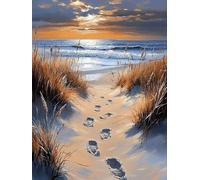 Paint by Numbers for Children Beach Painting by Numbers for Adults Landscape Beginners, DIY Craft Art Painting Kit, Color Oil Acrylic Pigment Drawing Paintwork for Gifts Home Wall Decor 100x130cm