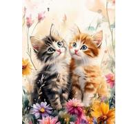 Paint by Numbers for Children Cat Painting by Numbers for Adults Flowers Beginners, DIY Craft Art Painting Kit, Color Oil Acrylic Pigment Drawing Paintwork for Gifts Home Decor (Without Frame) 40x50cm