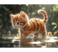 Paint by Numbers for Children, Cat Painting by Numbers for Adults, Lake DIY Canvas with Paint Brushes and Acrylic Pigment Drawing Paintwork, for Home Wall Decor Gifts Kits (Frameless) 40x60 cm h-1