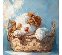 Paint By Numbers for Children, Dog Arts and Crafts for Kids Canvas Personalised Photo, Animals DIY Acrylic Paint with Brush for Home Decoration, Personalised Gifts, Without Frame 60x60cm 3-350