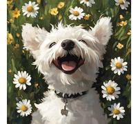 Paint By Numbers for Children, Dog Arts and Crafts for Kids Canvas Personalised Photo, White DIY Acrylic Paint with Brush for Home Decoration, Personalised Gifts, Without Frame 40x40cm 3-346