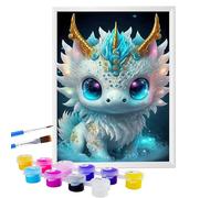 Paint by Numbers for Children Gragon Kids' Painting by Numbers Kits 6-12 Mini Framed Paint by Numbers Kids Canvas Paint Your Own with Frame Craft Kits for Kid 21x28cm