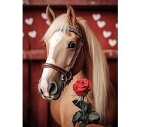 Paint by Numbers for Children Horse Painting by Numbers for Adults Rose Beginners, DIY Craft Art Painting Kit, Color Oil Acrylic Pigment Drawing Paintwork for Gifts Home Wall Decor 85x110cm YH2-461