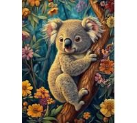 Paint by Numbers for Children Koala Painting by Numbers for Adults Flowers Beginners, DIY Craft Art Painting Kit, Color Oil Acrylic Pigment Drawing Paintwork for Home Decor (Without Frame) 35x45cm