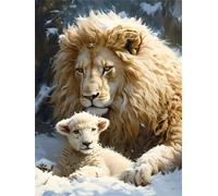 Paint by Numbers for Children, Lion Lamb Painting by Numbers Kits, DIY Gift Arts Kits with Brushes and Acrylic Pigment, Paint by Numbers for Adults, Gifts for Women Home Decor 16x20inch I-4750