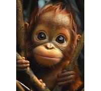 Paint by Numbers for Children Monkey Painting by Numbers for Adults Animal Beginners, DIY Craft Art Painting Kit, Color Oil Acrylic Pigment Drawing Paintwork for Home Decor (Without Frame) 40x50cm