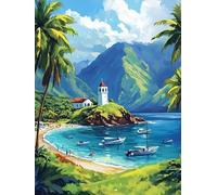 Paint by Numbers for Children, Ocean Painting by Numbers for Adults, Landscape DIY Canvas With Paint Brushes and Acrylic Pigment Drawing Paintwork, for Home Wall Decor Crafts Gifts Kits 60x80 cm h-1