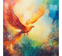 Paint By Numbers for Children, red Arts and Crafts for Kids Canvas Personalised Photo, Firebird DIY Acrylic Paint with Brush for Home Decoration, Personalised Gifts, Without Frame 50x50cm 3-385