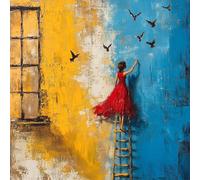 Paint By Numbers for Children, red Arts and Crafts for Kids Canvas Personalised Photo, Yellow DIY Acrylic Paint with Brush for Home Decoration, Personalised Gifts, Without Frame 80x80cm 3-391