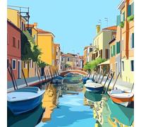 Paint By Numbers for Children, River Arts and Crafts for Kids Canvas Personalised Photo, Ship DIY Acrylic Paint with Brush for Home Decoration, Personalised Gifts, Without Frame 50x50cm 3-366