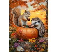 Paint by Numbers for Children Squirrel Painting by Numbers for Adults Hedgehog Beginners, DIY Craft Art Painting Kit, Color Oil Acrylic Pigment Drawing Paintwork for Home Wall Decor 30x40cm L2-187