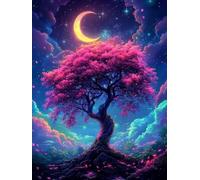 Paint by Numbers for Children Tree of Life Painting by Numbers for Adults Moon Beginners, DIY Craft Art Painting Kit, Color Oil Acrylic Pigment Drawing Paintwork for Gifts Home Wall Decor 70x90cm