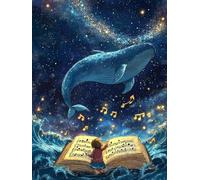 Paint by Numbers for Children Whale Painting by Numbers for Adults Music Beginners, DIY Craft Art Painting Kit, Color Oil Acrylic Pigment Drawing Paintwork for Gifts Home Decor (Without Frame) 35x45cm