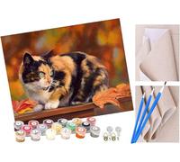 Paint by Numbers for Kids & Adults & Beginner, DIY Canvas Painting Gift Kits 16 x 20 inch- Cute Animal cat(1) - Without Frame