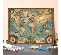 Paint by Numbers for Kids World map, Paint by Numbers for Adults Abstract Canvas Painting kit Adult Crafts with Brushes and Acrylic Pigment Drawing, Home Wall Decor, Gifts 50x70cm, Without Frame V4-2