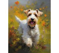 Paint by Numbers for Teens Paint by Numbers Kits Wire Fox Terrier Dog on Grass Art Oil Painting The Family Decorates Wall Decoration 40x50cm