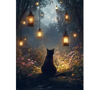 Paint by Numbers Forest Cat Painting by Numbers for Adults, DIY Craft Art Paintings Kit, with 3- Paint Brushes e Acrylic Pigment, Hobbies for Adults Women, Christmas Decorations 50x70cm s0ji-615