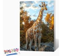 Paint by Numbers Giraffe, Painting by Numbers for Adults Animal, DIY Hand Painted Oil Painting Kit with 3 - Brushes and Acrylic Paint, Canvas Kits for Gifts Decor, Without Frame 16x24 inch -WX25103