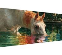 Paint by Numbers Horse Paint by Numbers Adults Animal, Easy DIY Canvas Oil Paintings Kits Hobbies for Adults Painting for Beginners with Accessories for Home Wall Decor (with Frame) 16X32 in H-SD27