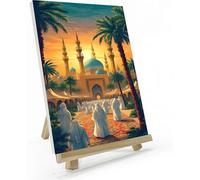 Paint by Numbers Islamic Holy Sites, Colour in Canvas Acrylic Paint Set Large Size 12x24inch Painting By Numbers for Adults, Paint by Numbers for Children, Arts Crafts for Christmas Home Decor Z-962