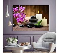 Paint by Numbers Kit for Adults,40x50cm DIY Canvas Oil Painting by Number Kit for Kids Adults,with Brushes and Acrylic Paints Painting for Home Decoration Purple Orchid Stone 16x20in Without Frame