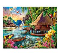 Paint by Numbers Kit for Adults,50x65cm DIY Canvas Oil Painting by Number Kit for Kids with Brushes and Acrylic Paints Painting for Home Decoration Beautiful Tropical Landscape 20x26in Without Frame