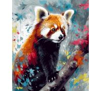 Paint by Numbers Kit for Adults,Adults' Paint-by-Number Kits,Oil Painting for Wall Art,20x16inch，Colorful Watercolor Cute Raccoon,Frameless