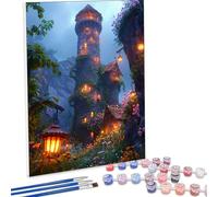 Paint by Numbers Kit for Adults, Architecture Tree Paint by Number Kits on Canvas Without Frame, DIY Acrylic Color Arts and Crafts for Adults Beginners, Painting for Wall Decor 30x40cm PjY1850 1-Y